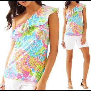 Lilly Pulitzer Neveah Top M one shoulder